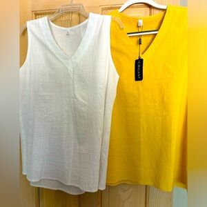 Sleeveless Linen Tunic - 2 (1 white/1 yellow)